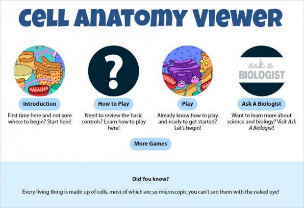 Cell Anatomy Viewer, main page