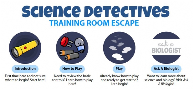 Science Detectives: Training Room Escape, main page