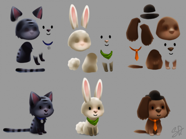 Animal friends, separate layers for import into animation software